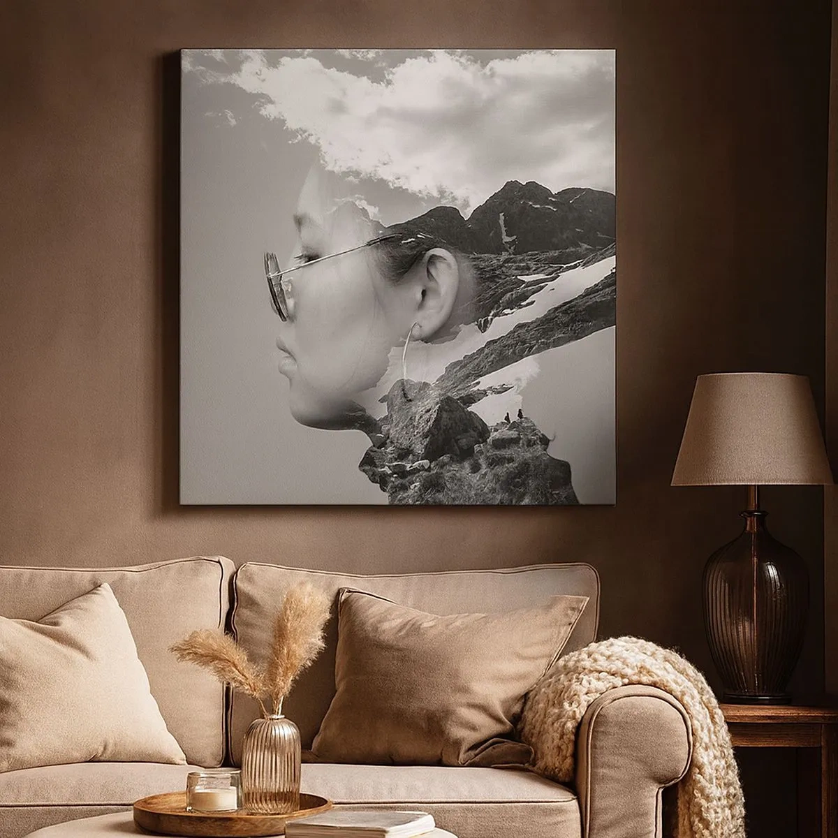 Impression sur toile - Image sur toile - Portrait de montagnes et nuages - 30x30 cm