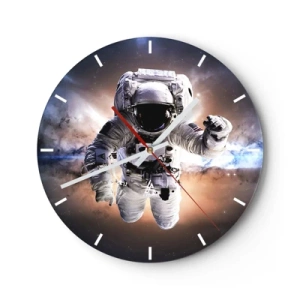 Horloge murale - Pendule murale - Un astronaute flottant dans l'espace - 30x30cm - Salutations de l'espace - Décoration murale moderne pour le salon, la cuisine et la chambre ARTTOR