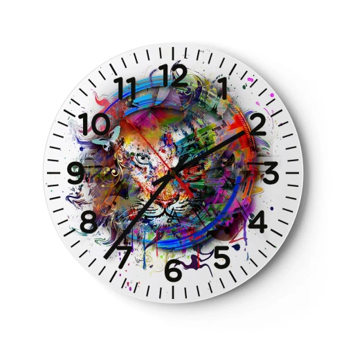 Horloge murale - Pendule murale - Il se cache derrière un voile arc-en-ciel - 40x40 cm