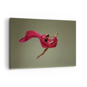 Impression sur toile - Image sur toile - Danseuse de ballet dans une pose dynamique avec du tissu rose - 120x80cm - Flamme dansante - Décoration murale moderne pour le salon et la chambre ARTTOR