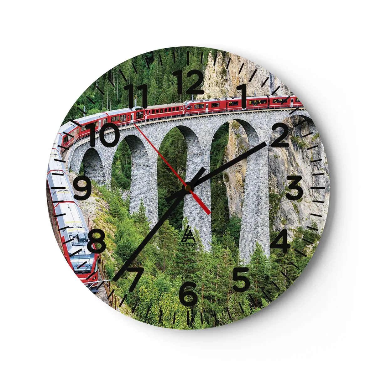 Horloge murale - Pendule murale - Chemin de fer avec vue sur la montagne - 30x30 cm