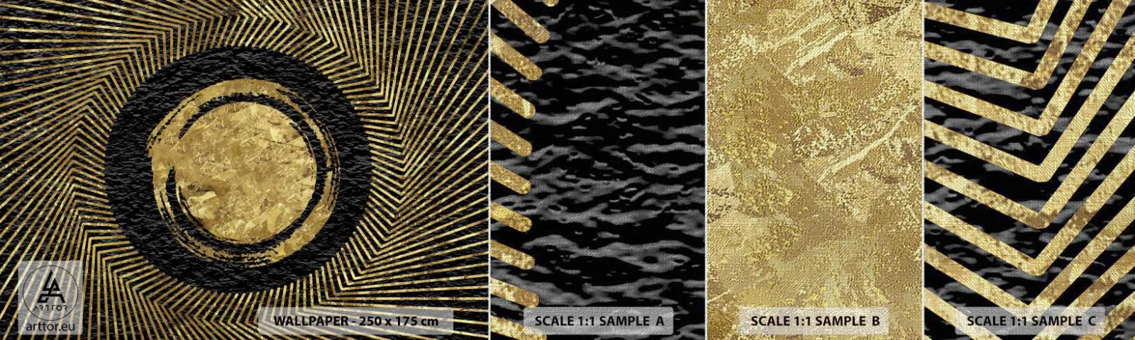 Échantillon de Papier Peint Premium Canvas - Composition glamour - Art Déco, Moderne, Charme - 100x30 cm