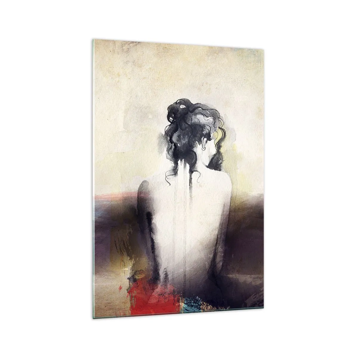 Impression sur verre - Image sur verre - Un portrait subtil d'une femme dans un style artistique - 70x100cm - Lignes lisses, formes ovales - Décoration murale moderne pour le salon et la chambre ARTTOR