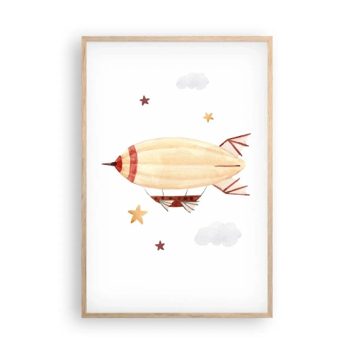 Affiche dans un chêne clair - Poster - Dirigeable - 61x91 cm