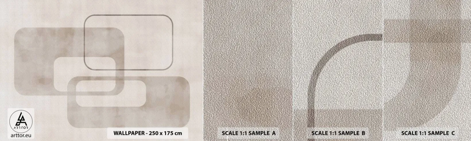 Échantillon de Papier Peint Premium Sand - Fugue géométrique - Formes, Minimalisme, Brillant - 100x30 cm