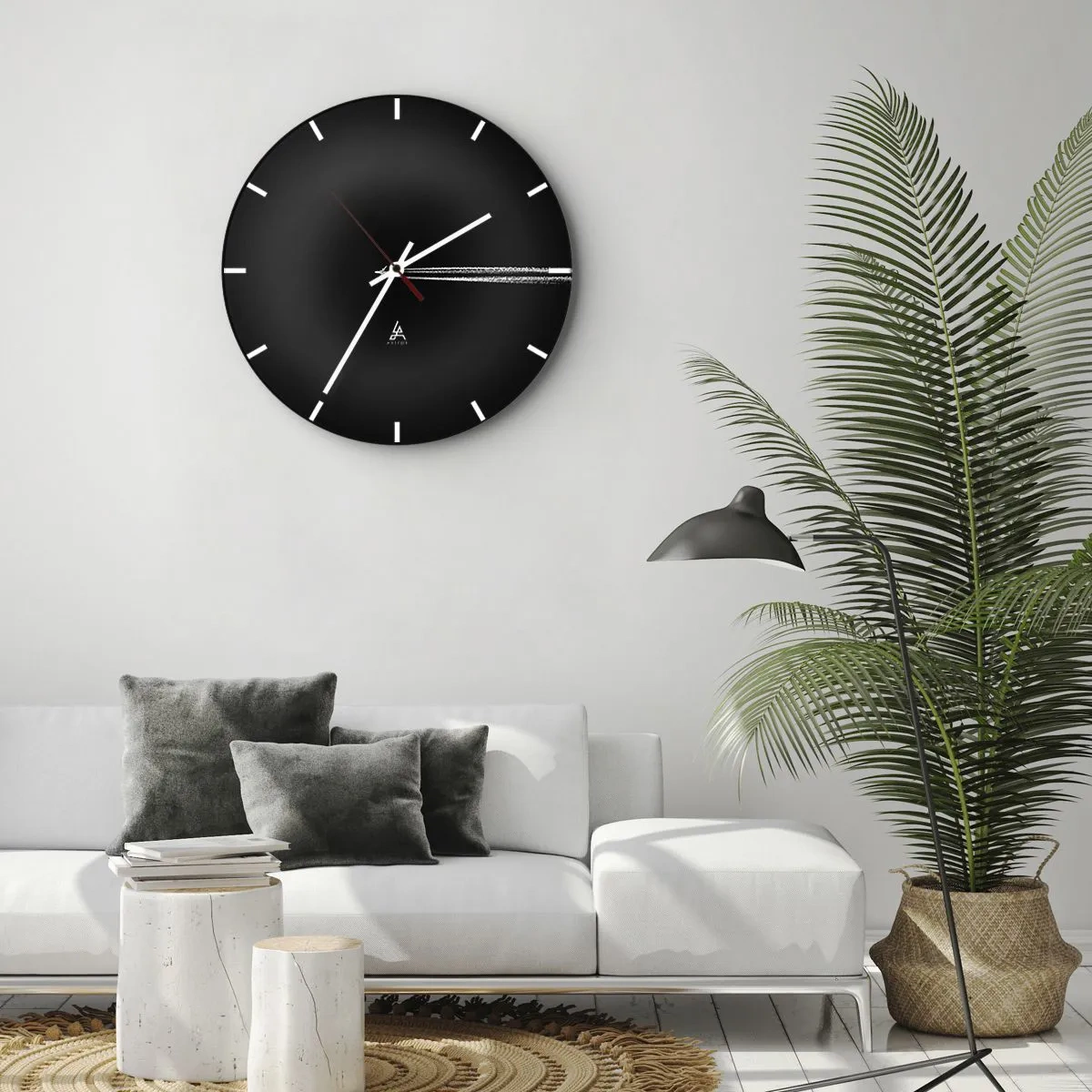 Horloge murale - Pendule murale - Avion à réaction avec une traînée blanche sur fond noir - 30x30cm - Dans une autre dimension - Décoration murale moderne pour le salon, la cuisine et la chambre ARTTOR
