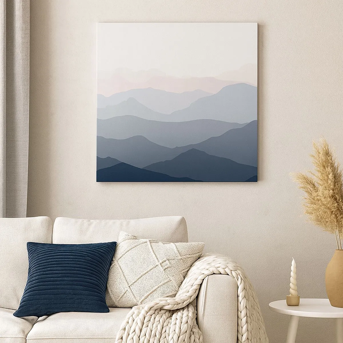 Impression sur toile - Image sur toile - Vagues de montagnes - 30x30 cm