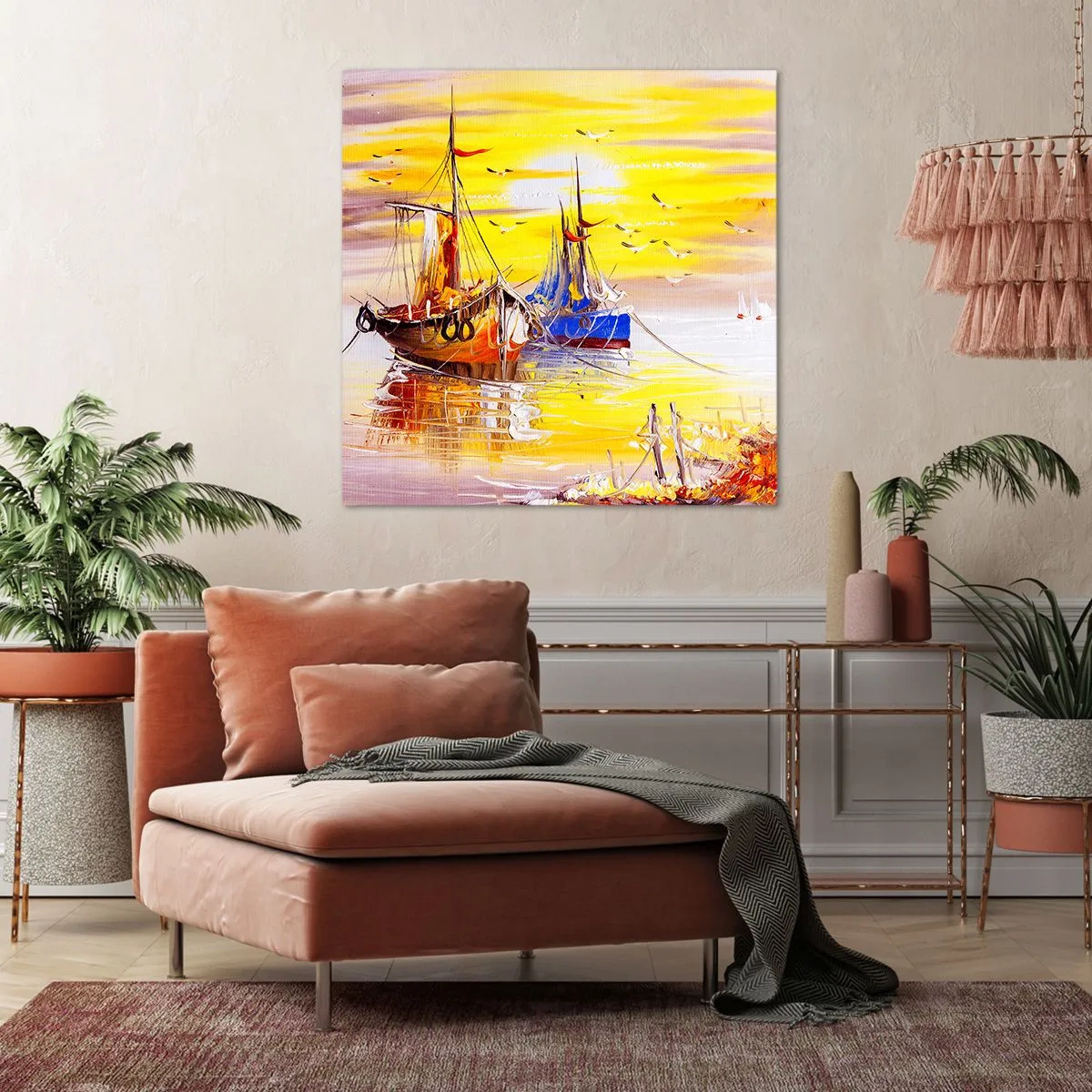 Impression sur toile - Image sur toile - Un repos bien mérité au port - 70x70 cm