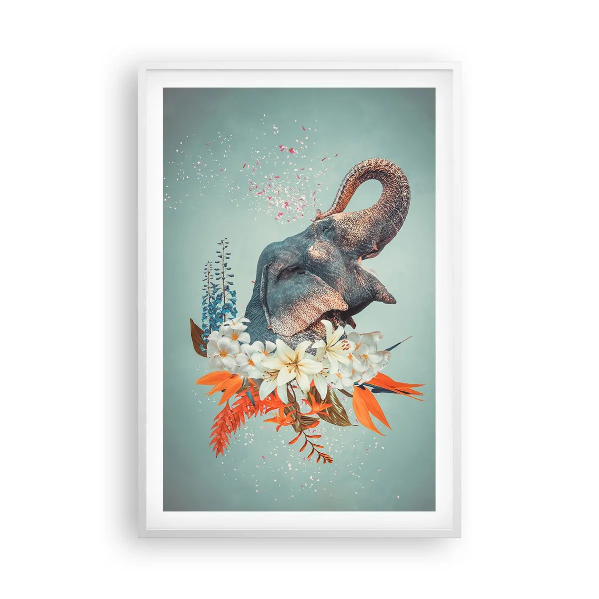 Affiche dans un cadre blanc - Poster - Un rugissement de joie - 61x91 cm