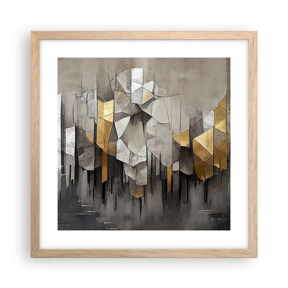 Affiche dans un chêne clair - Poster - Composition de glace et de lumière - 40x40 cm