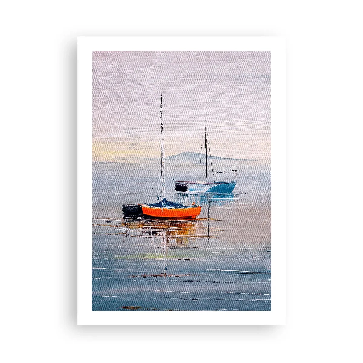 Affiche - Poster - Voiliers sur eau calme - 50x70cm - Un repos bien mérité - Décoration murale moderne pour le salon et la chambre ARTTOR