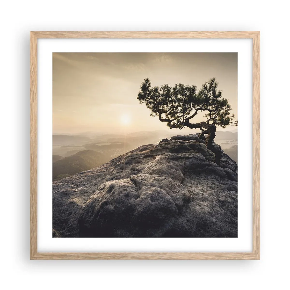 Affiche dans un chêne clair - Poster - La vie gagne toujours - 50x50 cm