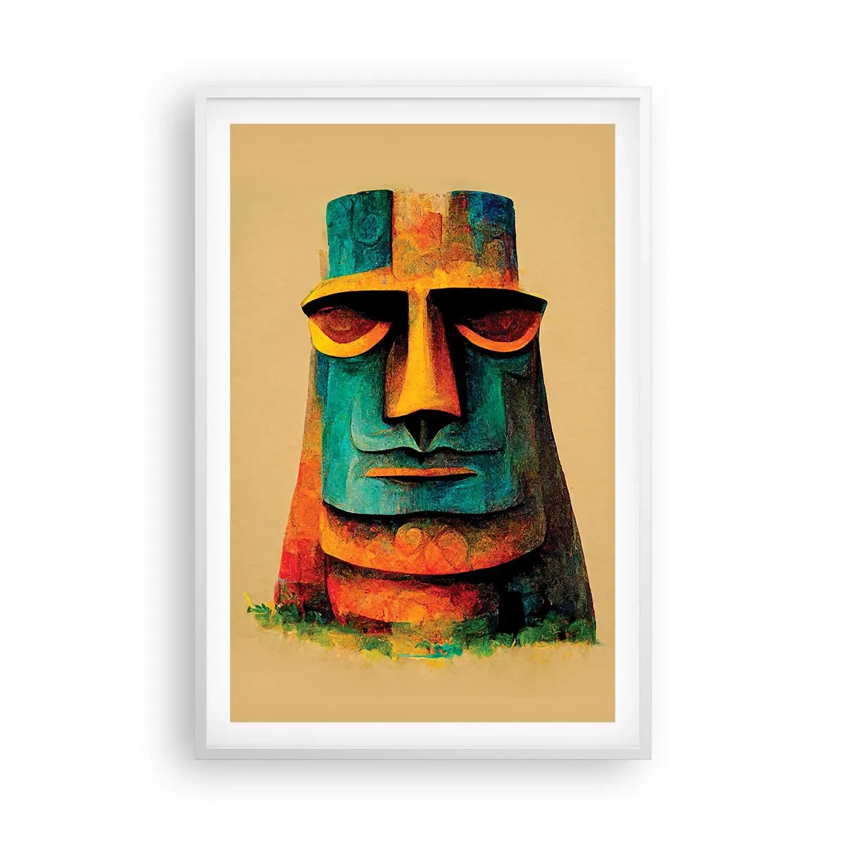 Affiche dans un cadre blanc - Poster - Statuesque et sympathique - 61x91 cm