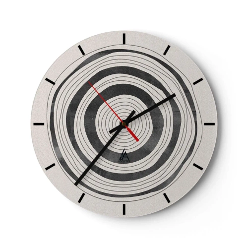 Horloge murale - Pendule murale - Anneaux concentriques en nuances de gris sur fond clair - 30x30cm - Ce qui est important c'est ce qu'il y a entre les deux - Décoration murale moderne pour le salon, la cuisine et la chambre ARTTOR