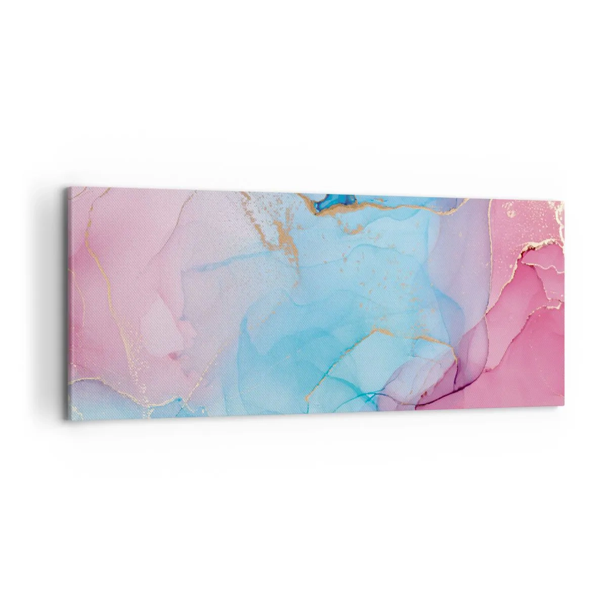 Impression sur toile - Image sur toile - Motifs pastel abstraits avec des accents dorés - 120x50cm - Rencontre et mélange - Décoration murale moderne pour le salon et la chambre ARTTOR