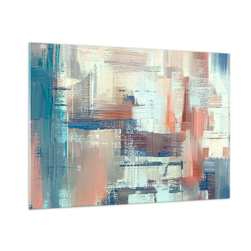 Impression sur verre - Image sur verre - Abstraction colorée avec des coups de pinceau horizontaux et verticaux - 100x70cm - Atteindre la lumière - Décoration murale moderne pour le salon et la chambre ARTTOR