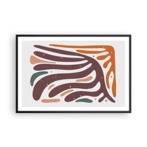 Affiche dans un cadre noir - Poster - Composition organique rayonnante - 91x61 cm