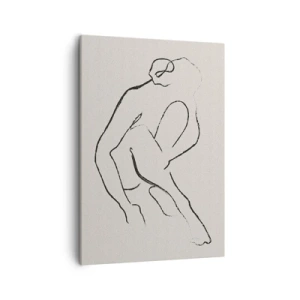 Impression sur toile - Image sur toile - Une silhouette minimaliste en noir sur fond clair - 50x70cm - Croquis intime - Décoration murale moderne pour le salon et la chambre ARTTOR