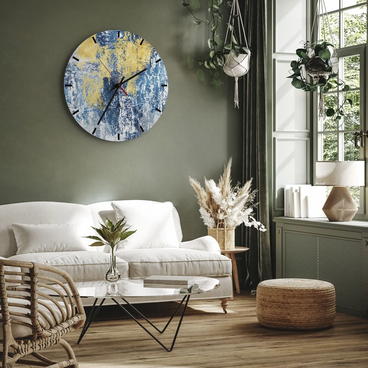 Horloge murale - Pendule murale - Abstraction du temps - 40x40 cm