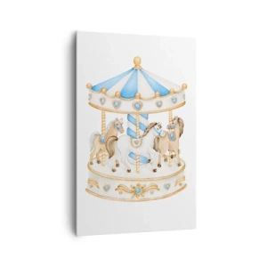 Impression sur toile - Image sur toile - Un carrousel aux couleurs pastel sur fond blanc - 80x120cm - Douce enfance - Décoration murale moderne pour le salon et la chambre ARTTOR
