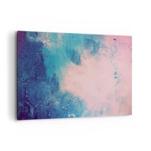 Impression sur toile - Image sur toile - Texture abstraite dans les tons de rose et de bleu - 120x80cm - Etreintes bleues - Décoration murale moderne pour le salon et la chambre ARTTOR