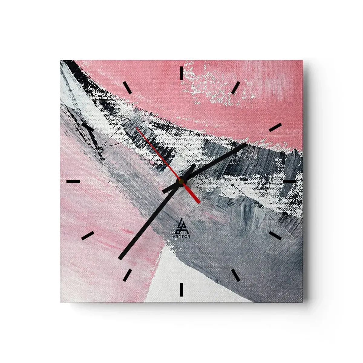 Horloge murale - Pendule murale - Une composition abstraite dans les tons de rose et de gris. - 30x30cm - Composition assortie - Décoration murale moderne pour le salon et la chambre ARTTOR