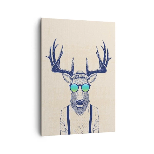 Impression sur toile - Image sur toile - Cerf stylisé avec des lunettes de soleil - 50x70cm - A qui vous attendiez-vous ? - Décoration murale moderne pour le salon et la chambre ARTTOR