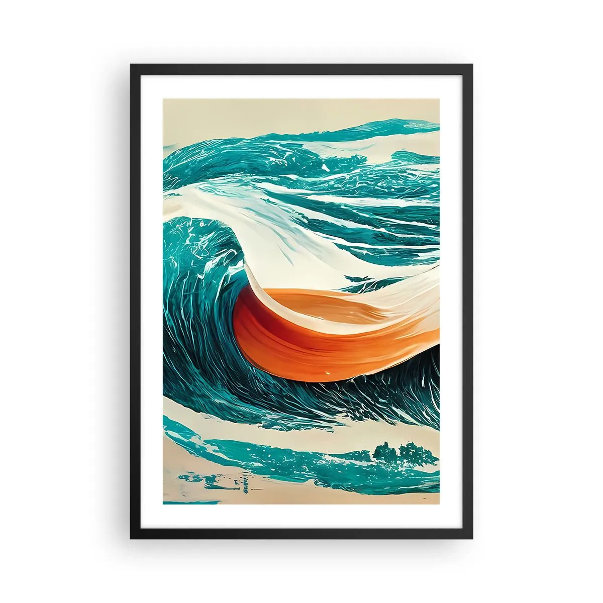Affiche dans un cadre noir - Poster - Une vague dynamique aux couleurs abstraites - 50x70cm - Le rêve d'un surfeur - Décoration murale moderne pour le salon et la chambre ARTTOR