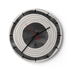 Horloge murale - Pendule murale - Cercles concentriques dans les tons de gris et de noir - 30x30cm - Droit au but - Décoration murale moderne pour le salon, la cuisine et la chambre ARTTOR
