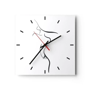 Horloge murale - Pendule murale - Contour minimaliste d'une silhouette féminine sur fond blanc - 30x30cm - Insaisissable comme une vague - Décoration murale moderne pour le salon et la chambre ARTTOR