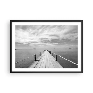 Affiche dans un cadre noir - Poster - Une jetée en bois menant au loin sur une mer calme - 70x50cm - Et peut-être un voyage... - Décoration murale moderne pour le salon et la chambre ARTTOR