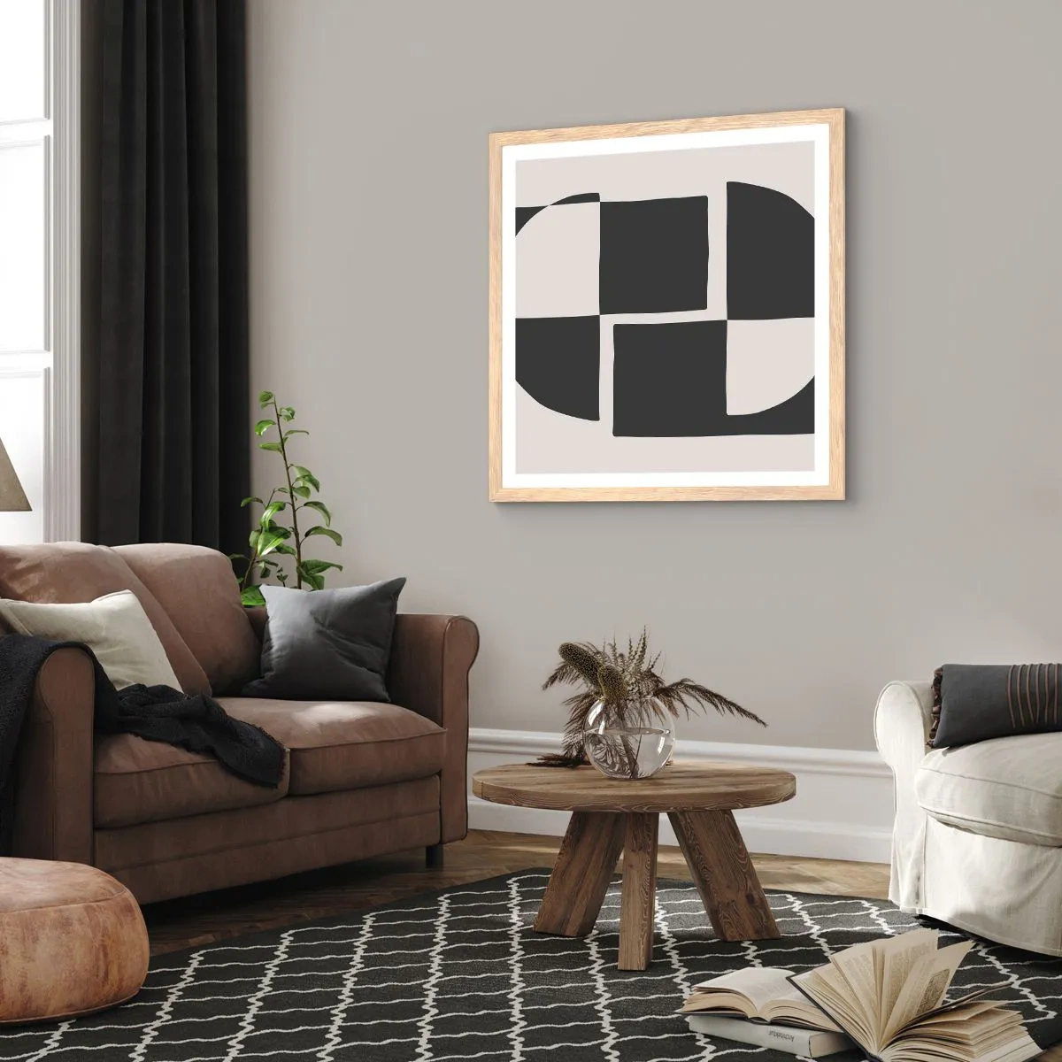 Affiche dans un chêne clair - Poster - Antithèse - Synthèse - 40x40 cm