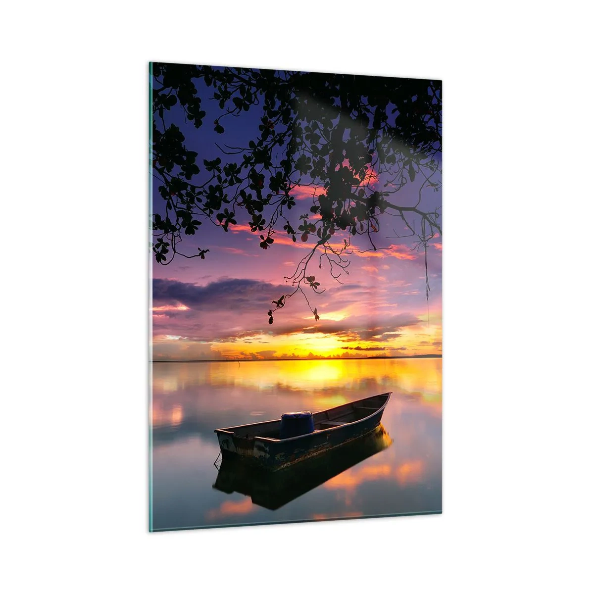 Impression sur verre - Image sur verre - Vous semblez être suspendu au milieu d’un cercle céleste… - 50x70cm - "Tu sembles suspendu au milieu du ciel..." - Décoration murale moderne pour le salon et la chambre ARTTOR