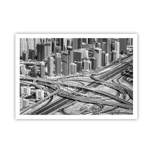 Affiche - Poster - Une vue plongeante sur Dubaï - 100x70cm - Dubaï - la ville impossible - Décoration murale moderne pour le salon et la chambre ARTTOR