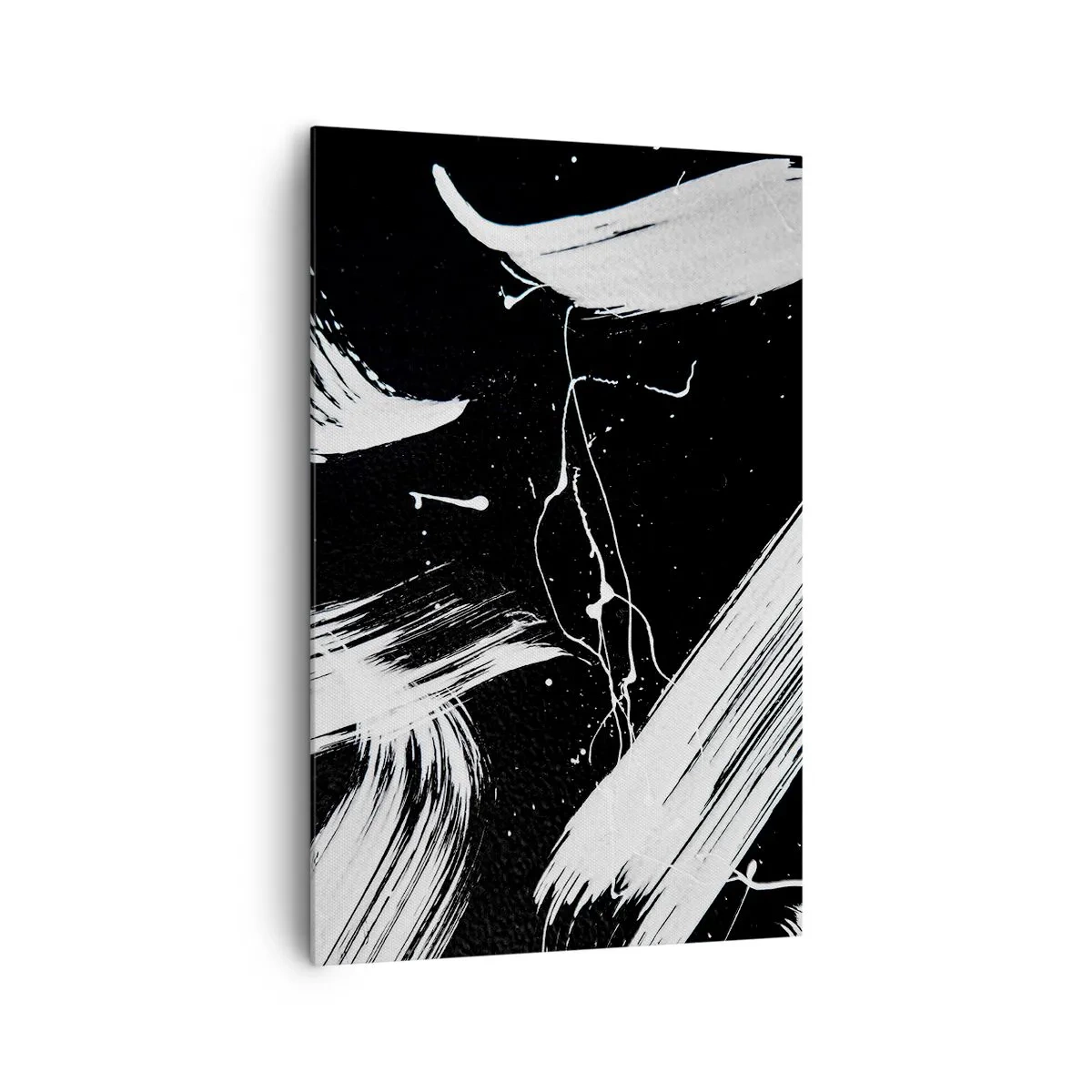 Impression sur toile - Image sur toile - Traits blancs abstraits sur fond noir - 80x120cm - Briser les ténèbres - Décoration murale moderne pour le salon et la chambre ARTTOR