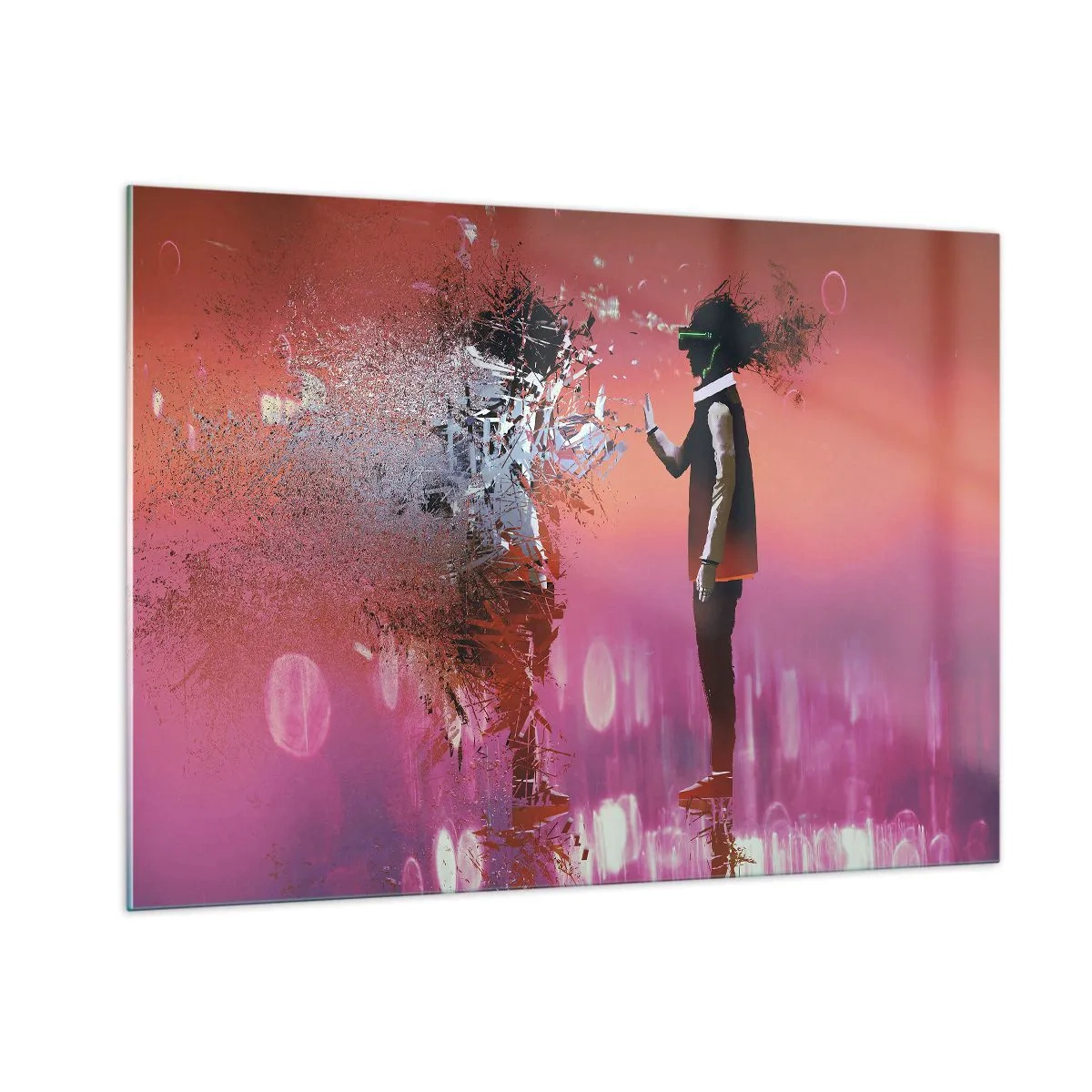 Impression sur verre - Image sur verre - Un personnage en réalité virtuelle avec une ombre diffuse - 100x70cm - Pouvez-vous regarder à l'intérieur de vous-même ? - Décoration murale moderne pour le salon et la chambre ARTTOR