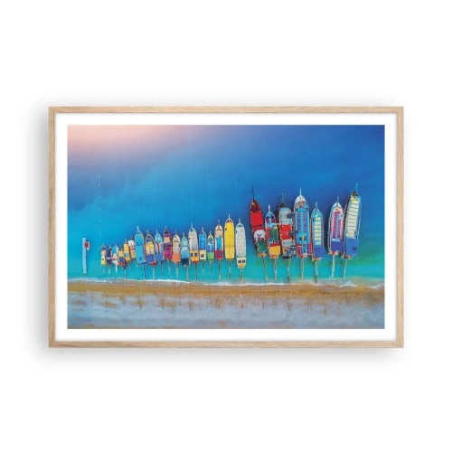 Affiche dans un chêne clair - Poster - Une vue à vol d'oiseau - 91x61 cm