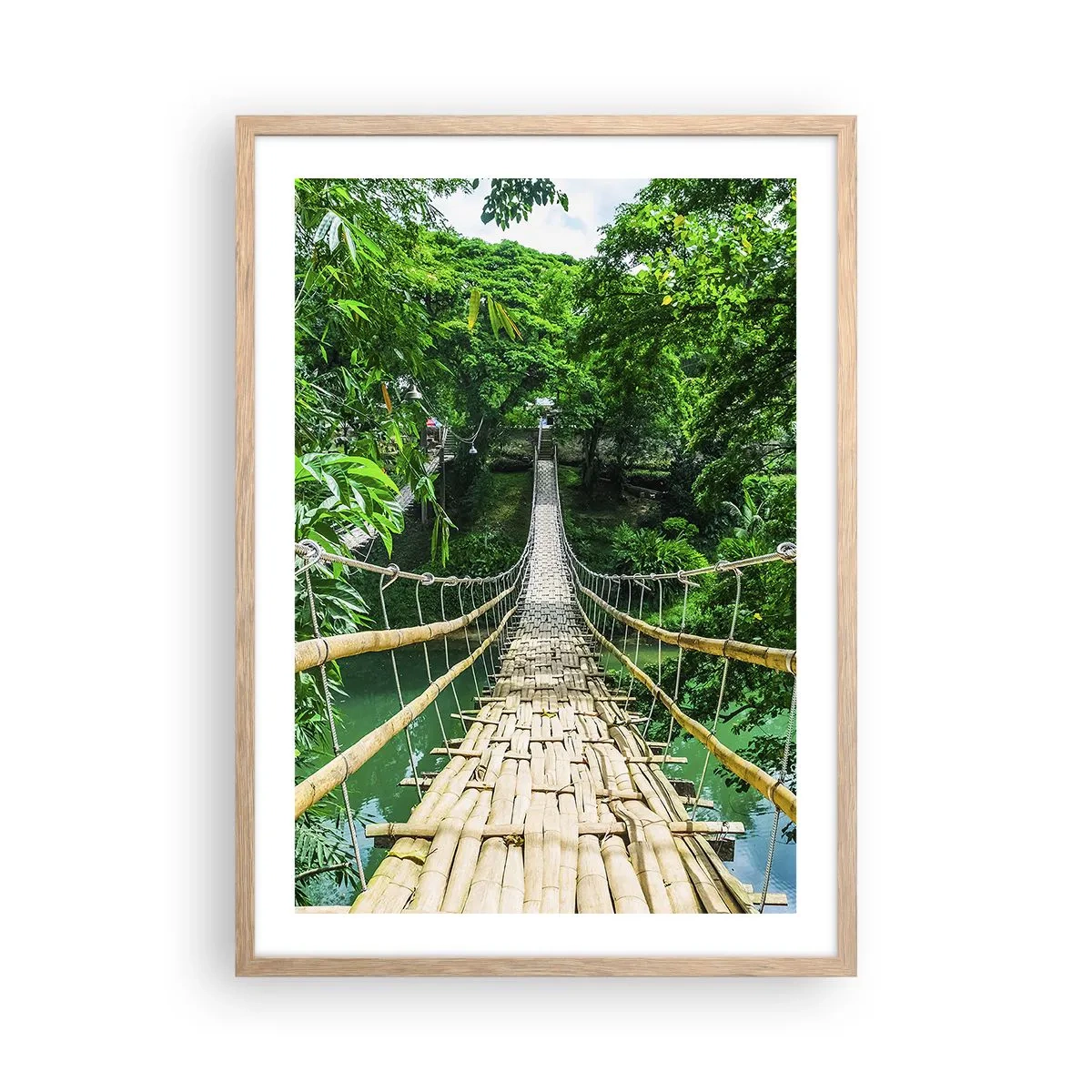 Affiche dans un chêne clair - Poster - Pont de singe en pleine nature - 50x70 cm