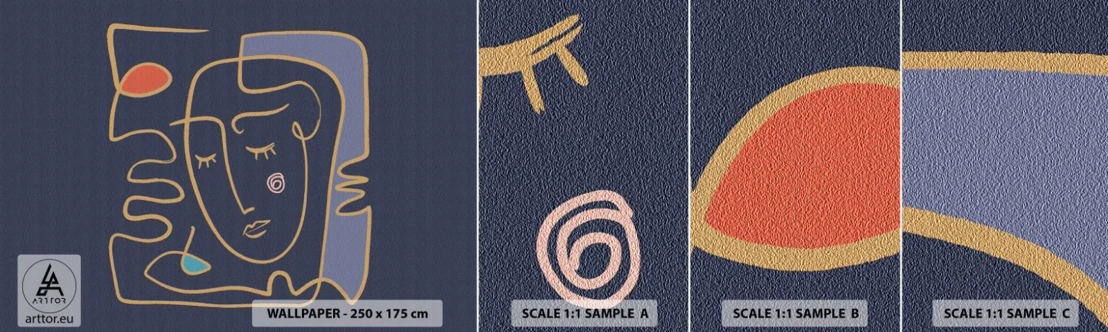 Échantillon de Papier Peint Autocollant Deluxe Sticker - En réflexion - Portrait, Affronter, Morceau - 100x30 cm