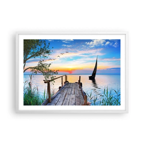 Affiche dans un cadre blanc - Poster - Bonsoir! - 70x50 cm