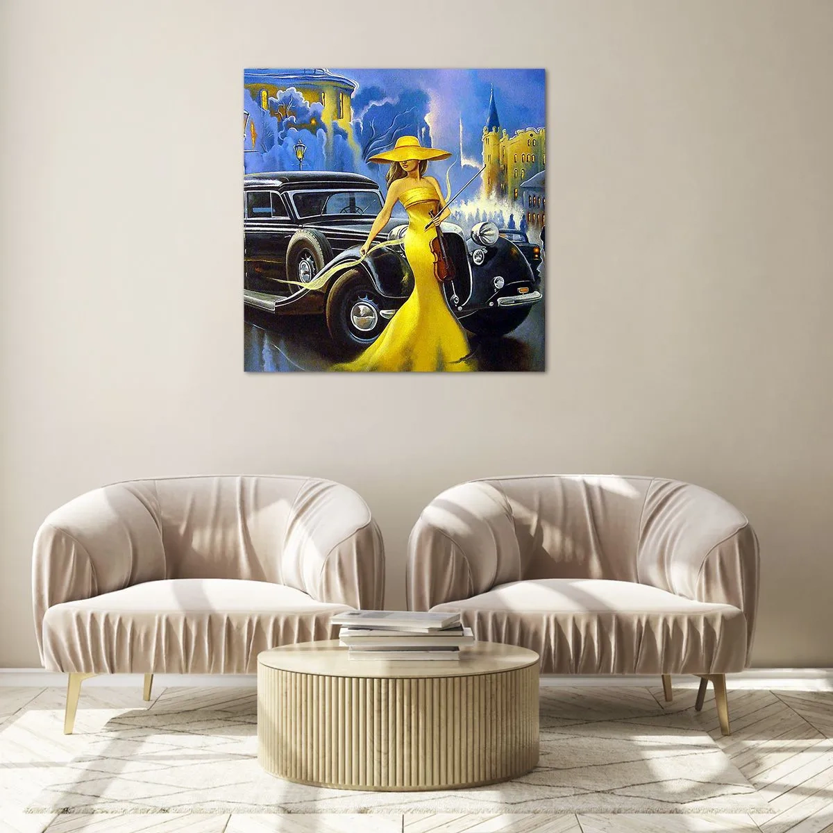 Impression sur verre - Image sur verre - Nocturne pour violon et amour - 70x70 cm