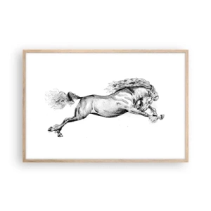 Affiche dans un chêne clair - Poster - Immortalisé au galop - 91x61 cm