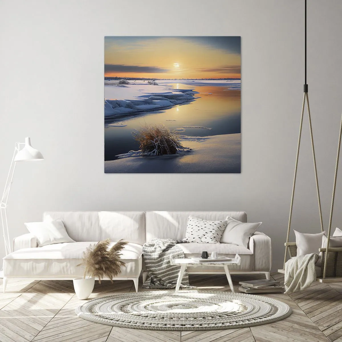 Impression sur toile - Image sur toile - Coucher de soleil d'hiver - 60x60 cm