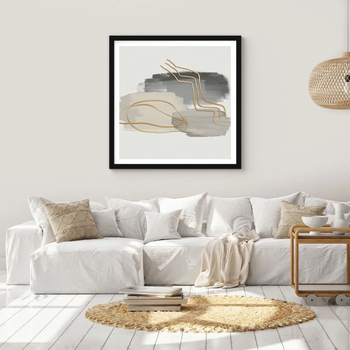 Affiche dans un cadre noir - Poster - Durée et mouvement - 40x40 cm