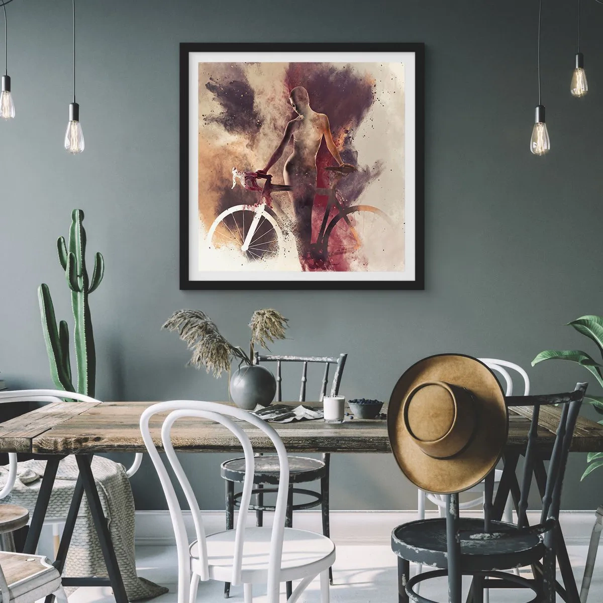 Affiche dans un cadre noir - Poster - Une âme de vélo aux formes marbrées - 50x50 cm