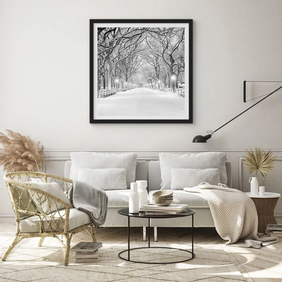 Affiche dans un cadre noir - Poster - Les quatres saisons – l’hiver - 30x30 cm