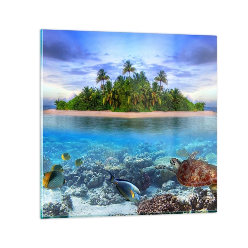 Impression sur verre - Image sur verre - L'île céleste vous invite - 30x30 cm