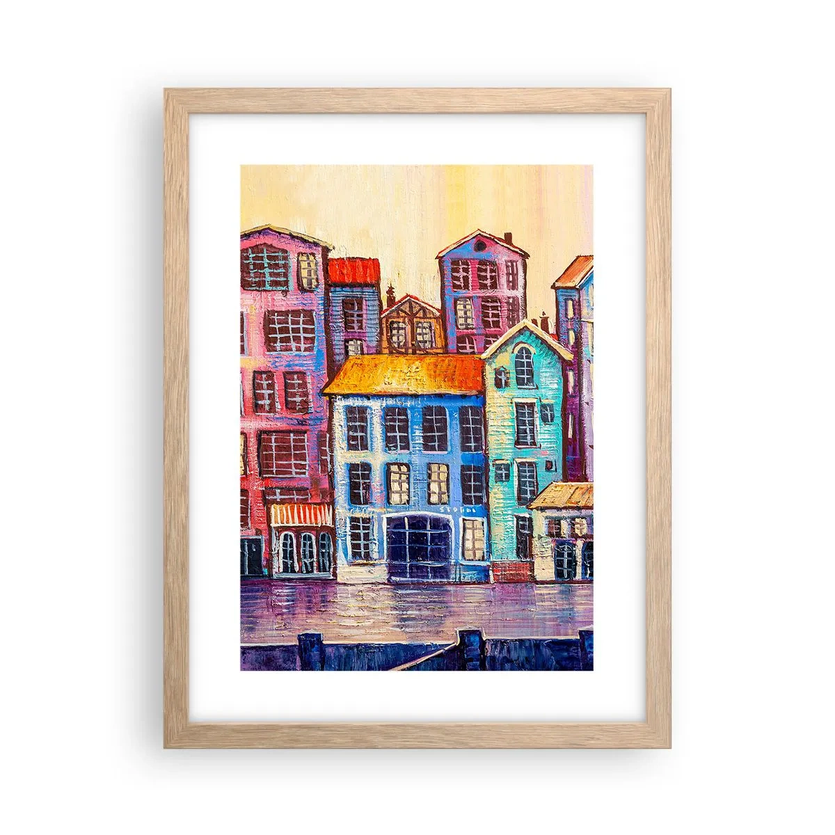 Affiche dans un chêne clair - Poster - Une ville comme dans un conte de fées - 30x40 cm