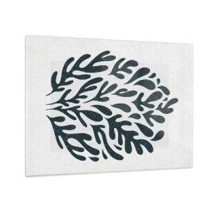 Impression sur verre - Image sur verre - Forme organique noire sur fond blanc - 70x50cm - Formes de la nature - Décoration murale moderne pour le salon et la chambre ARTTOR