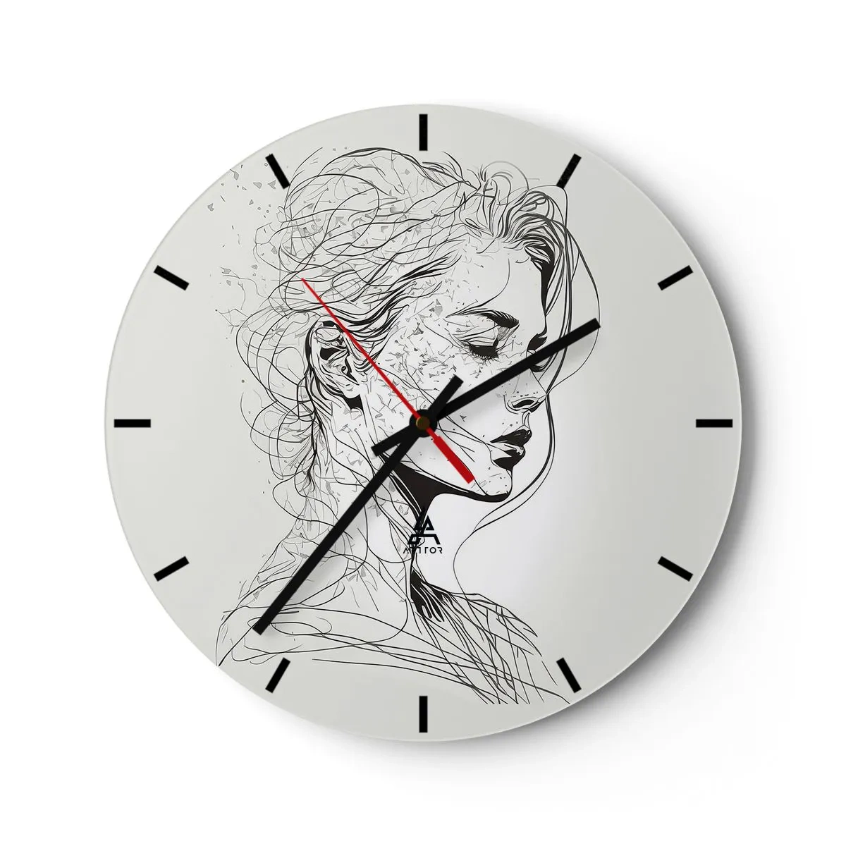 Horloge murale - Pendule murale - Portrait en pensée - 40x40 cm